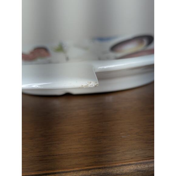 Italian Porcelain Circular Divided Serving Platter Hand Painted Fruit Signed - Picture 10 of 16